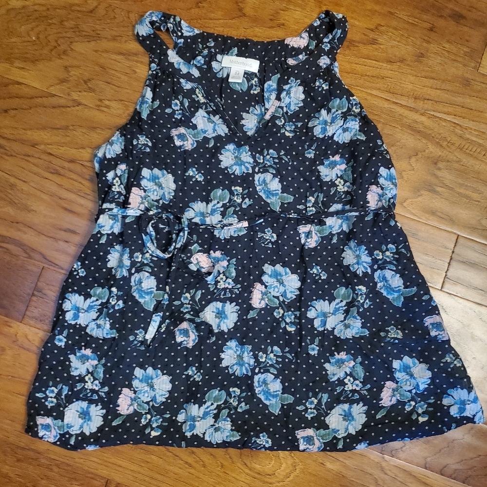 Motherhood Maternity Floral Tank Top, black dot floral, Size large